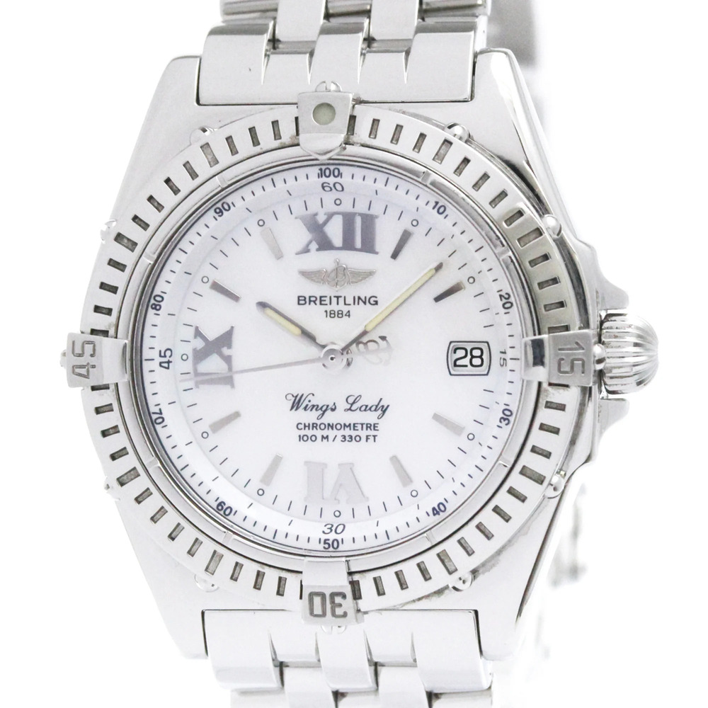 BREITLING Wing Lady MOP Dial Steel Quartz Ladies Watch A67350 Polished
